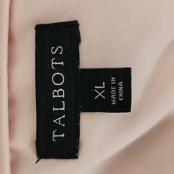 TALBOTS Peach Lace and Scallop Trim V-Neck Chiffon Blouse Size XL - Picture 6 of 7